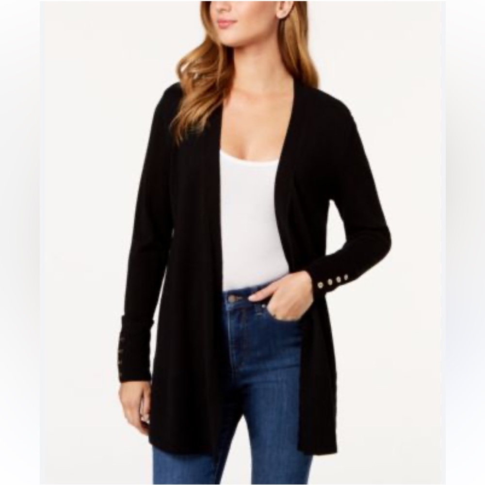 Charter Club Black Open Front Cardigan Sweater